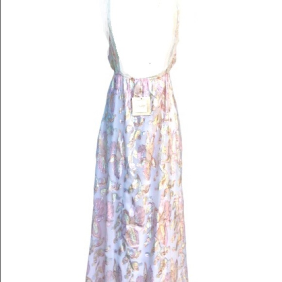 NWT A LAPLAGE EMBROIDERED SILK METALLIC MAXI DRESS - Picture 9 of 10
